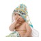 Teal Circles & Stripes Baby Hooded Towel on Child