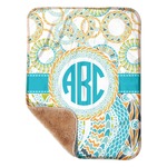 Teal Circles & Stripes Sherpa Baby Blanket - 30" x 40" w/ Monograms
