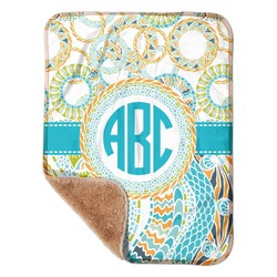 Teal Circles & Stripes Sherpa Baby Blanket - 30" x 40" w/ Monograms