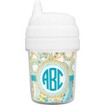 Teal Circles & Stripes Baby Sippy Cup (Personalized)