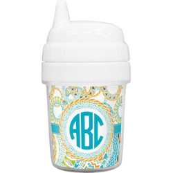 Teal Circles & Stripes Baby Sippy Cup (Personalized)