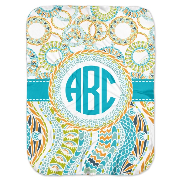 Custom Teal Circles & Stripes Baby Swaddling Blanket (Personalized)