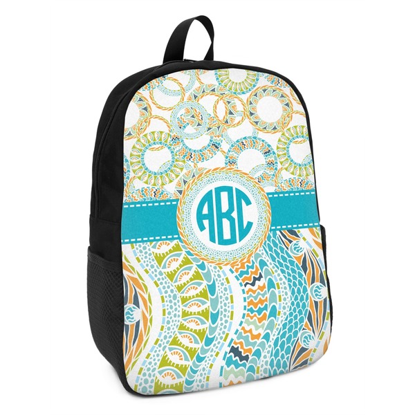 Custom Teal Circles & Stripes Kids Backpack (Personalized)