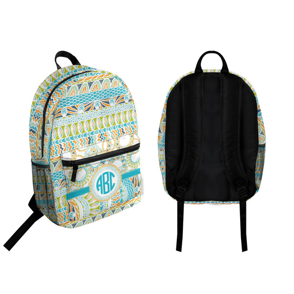 Teal Circles & Stripes Backpack front and back - Apvl