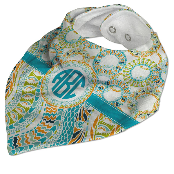 Teal Circles & Stripes Bandana Closed