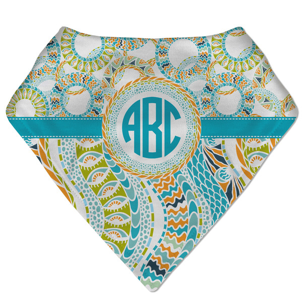 Custom Teal Circles & Stripes Bandana Bib (Personalized)
