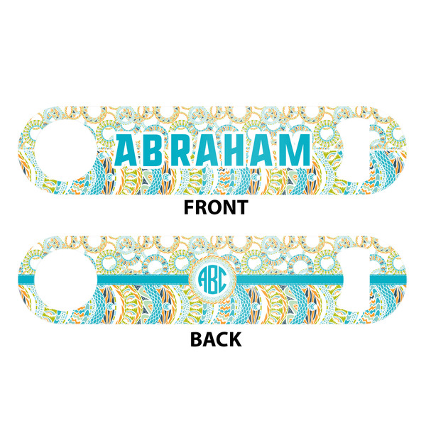 Teal Circles & Stripes Bar Bottle Opener - White - Approval