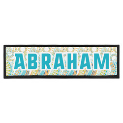 Teal Circles & Stripes Bar Mat - Large (Personalized)