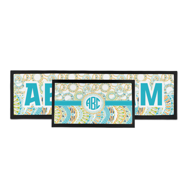 Teal Circles & Stripes Bar Mat - Parent Main
