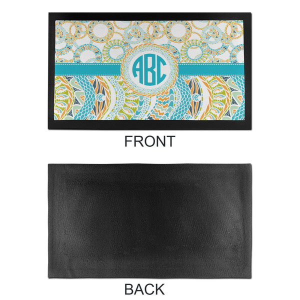 Teal Circles & Stripes Bar Mat - Small - APPROVAL