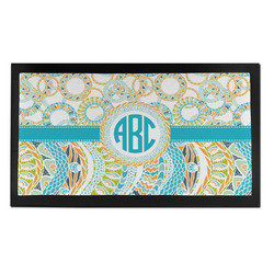 Teal Circles & Stripes Bar Mat - Small (Personalized)