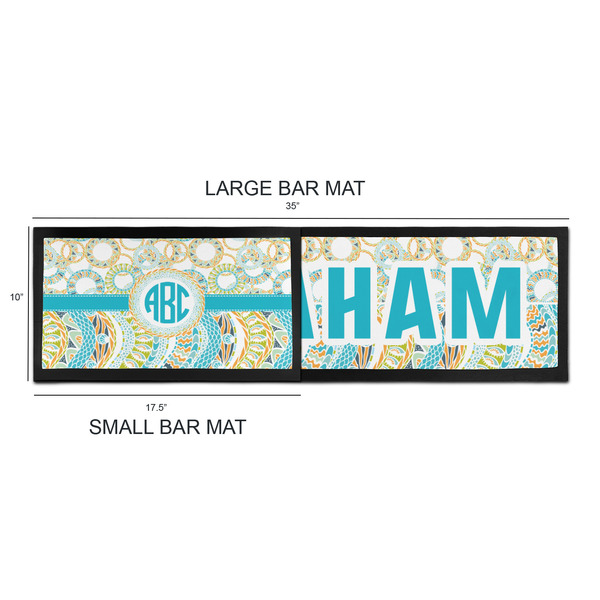 Teal Circles & Stripes Bar Mats - Sizing Chart