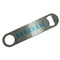 Teal Circles & Stripes Bar Bottle Opener - Silver w/ Monogram