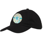 Teal Circles & Stripes Baseball Cap - Black (Personalized)