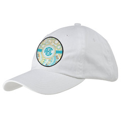 Teal Circles & Stripes Baseball Cap - White (Personalized)