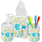 Teal Circles & Stripes Bathroom Accessories Set (Personalized)