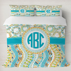 Teal Circles & Stripes Duvet Cover Set - King (Personalized)
