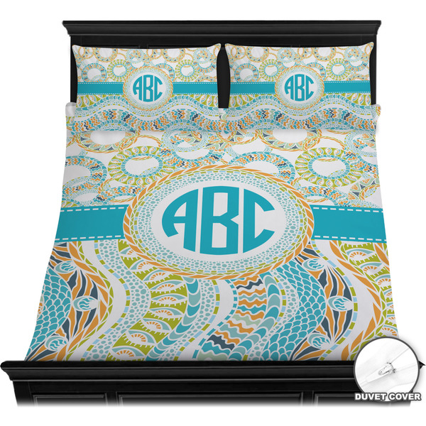 Teal Circles & Stripes Bedding Set (Queen) - Duvet