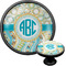 Teal Circles & Stripes Cabinet Knob (Black) (Personalized)