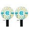 Teal Circles & Stripes Black Plastic 7" Stir Stick - Double Sided - Round - Front & Back