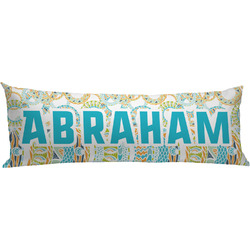 Teal Circles & Stripes Body Pillow Case (Personalized)
