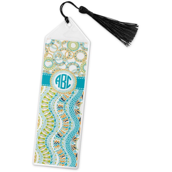 Custom Teal Circles & Stripes Book Mark w/Tassel (Personalized)