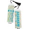 Teal Circles & Stripes Bookmark with tassel - Front and Back
