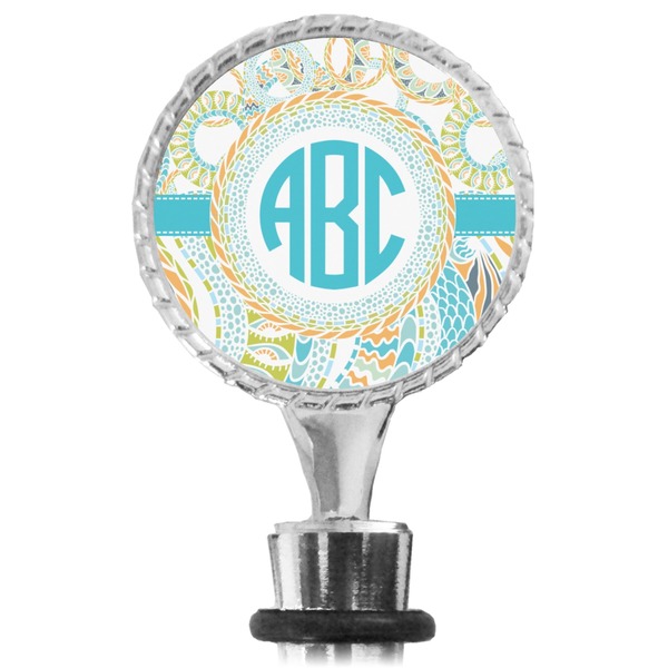 Teal Circles & Stripes Bottle Stopper Main View