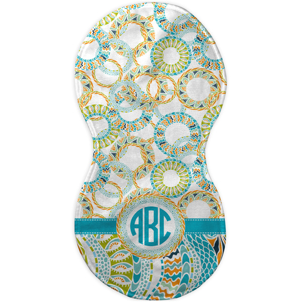 Teal Circles & Stripes Burp Peanut Shaped Flat