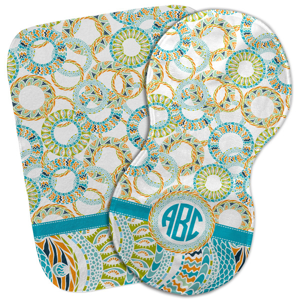 Custom Teal Circles & Stripes Burp Cloth (Personalized)