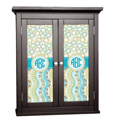 Teal Circles & Stripes Cabinet Decal - Custom Size (Personalized)