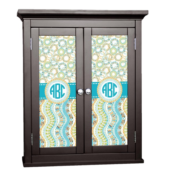 Custom Teal Circles & Stripes Cabinet Decal - XLarge (Personalized)