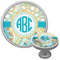 Teal Circles & Stripes Cabinet Knob (Silver) (Personalized)