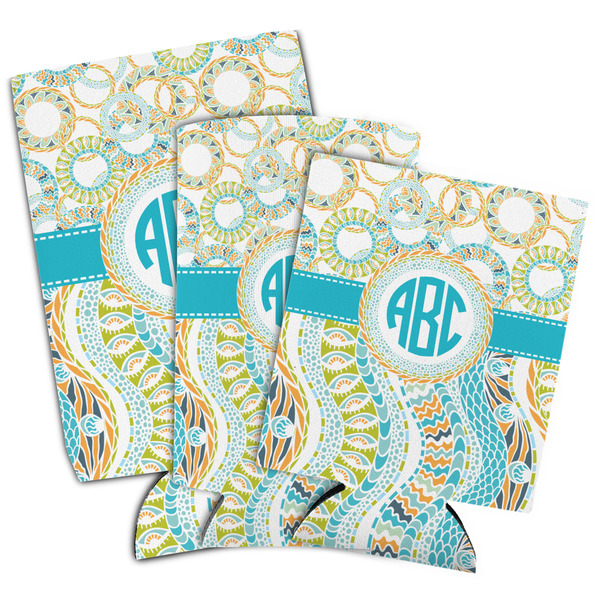 Teal Circles & Stripes Can Coolers - PARENT/MAIN