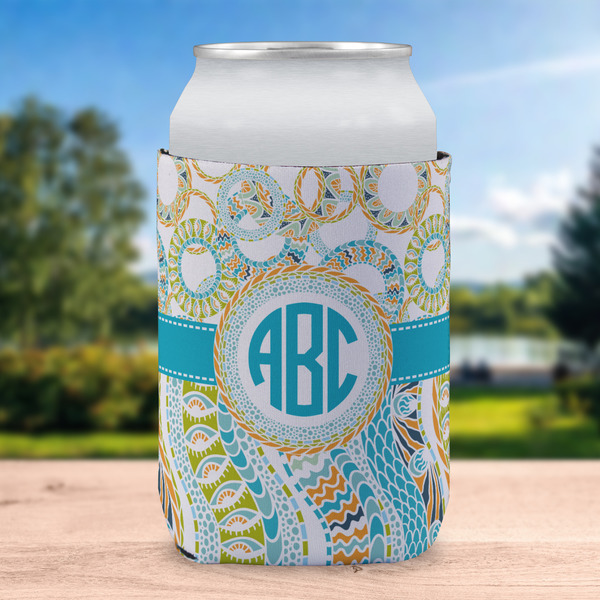 Teal Circles & Stripes Can Sleeve - LIFESTYLE (single)