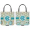 Teal Circles & Stripes Canvas Tote - Front and Back