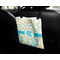 Teal Circles & Stripes Car Bag - In Use