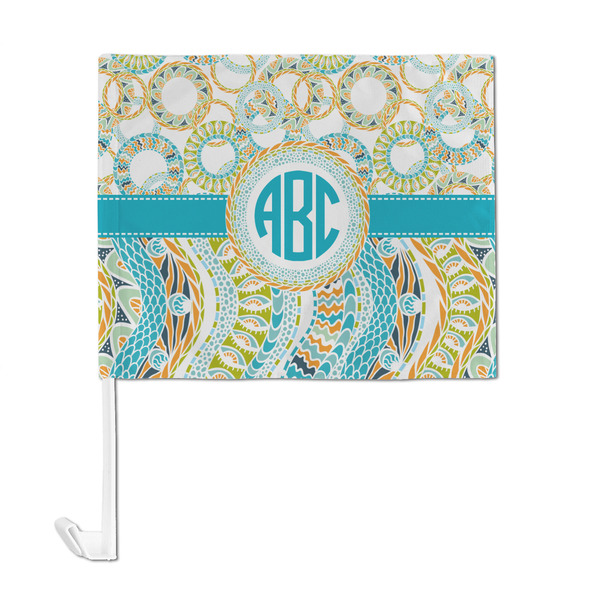 Teal Circles & Stripes Car Flag - Large - FRONT