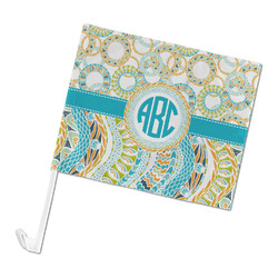 Teal Circles & Stripes Car Flag - Large (Personalized)
