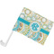Teal Circles & Stripes Car Flag - Small w/ Monogram