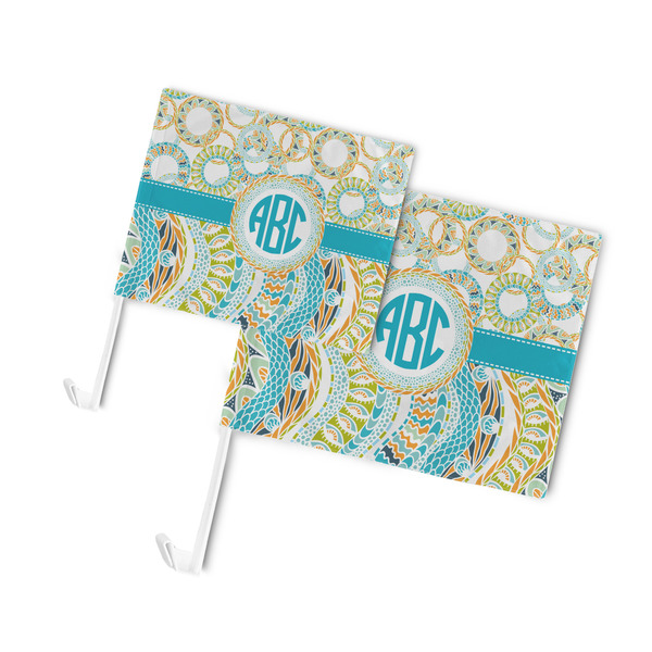 Teal Circles & Stripes Car Flags - PARENT MAIN (both sizes)