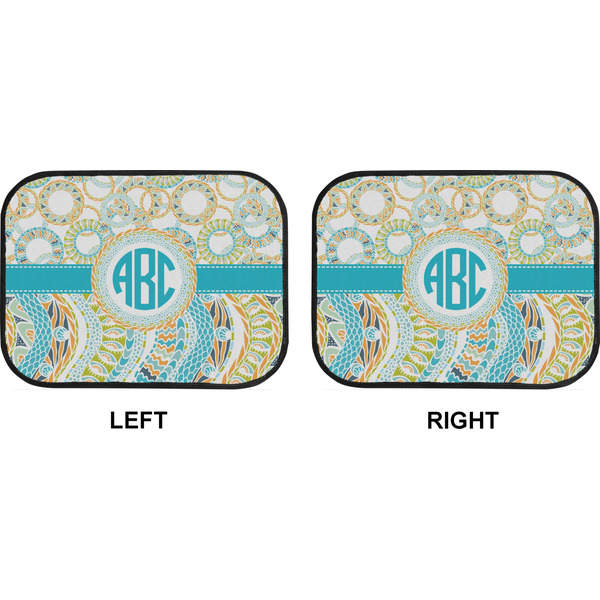 Teal Circles & Stripes Car Floor Mats (Back Seat) (Approval)