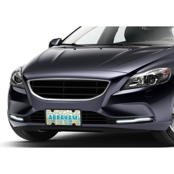 Teal Circles & Stripes Car License Plate Lifestyle