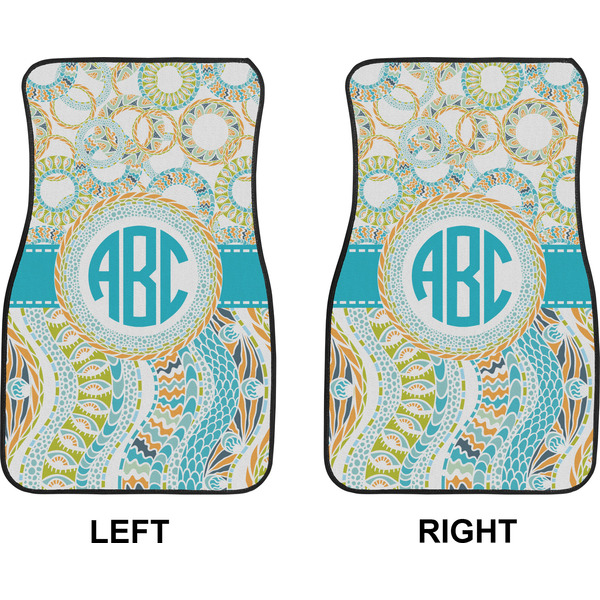Teal Circles & Stripes Car Mat Front - Approval
