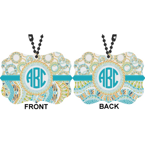 Teal Circles & Stripes Car Ornament (Approval)