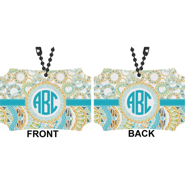 Teal Circles & Stripes Car Ornament - Berlin (Approval)