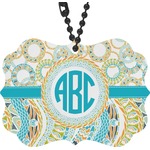 Teal Circles & Stripes Rear View Mirror Decor (Personalized)