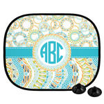 Teal Circles & Stripes Car Side Window Sun Shade (Personalized)