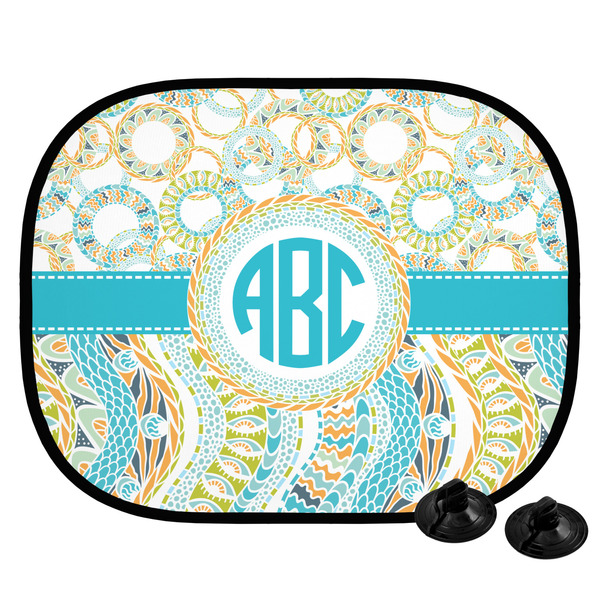 Custom Teal Circles & Stripes Car Side Window Sun Shade (Personalized)
