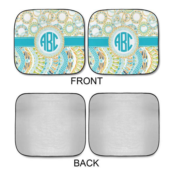 Teal Circles & Stripes Car Sun Shades - APPROVAL